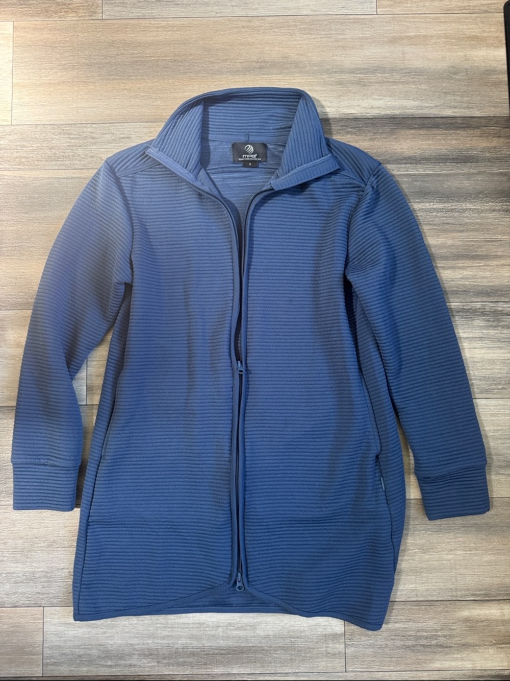 MPG Women's Navy Blue Ribbed Full-Zip Jacket